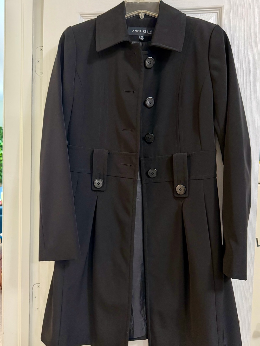 Anne Klein Black Single-Breasted Trench Coat